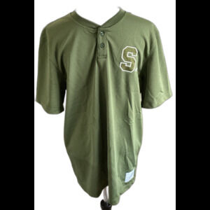 Staple T-Shirt Men’s Size L Olive Green Pigeon 2 Button Mesh Short Sleeve Logo